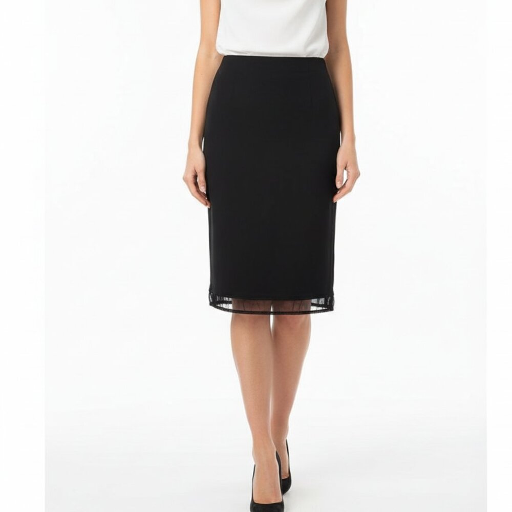 DKNY Black Knee Length Straight Pencil Skirt M‎